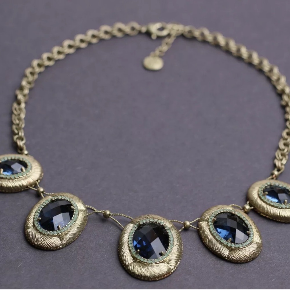 Carolee Lux Tranquil Blues Oval Frontal Necklace